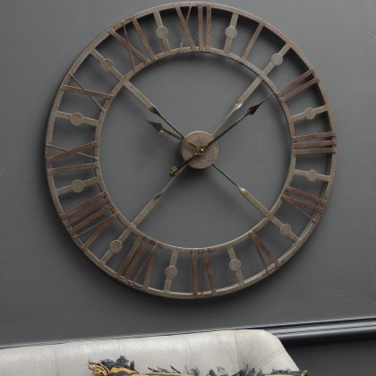 Antique Grey Skeleton Wall Clock