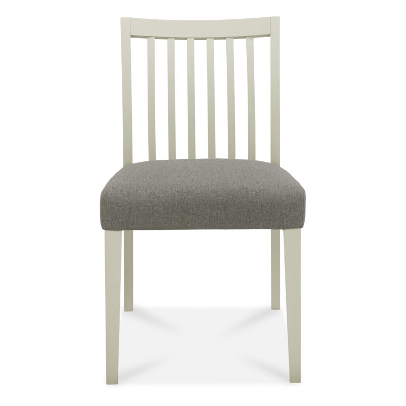 Barton Grey Low Back Slatted Chair - Titanium Fabric Seat Pad (Single) Barton Grey Low Back Slatted Chair - Titanium Fabric Seat Pad (Single)