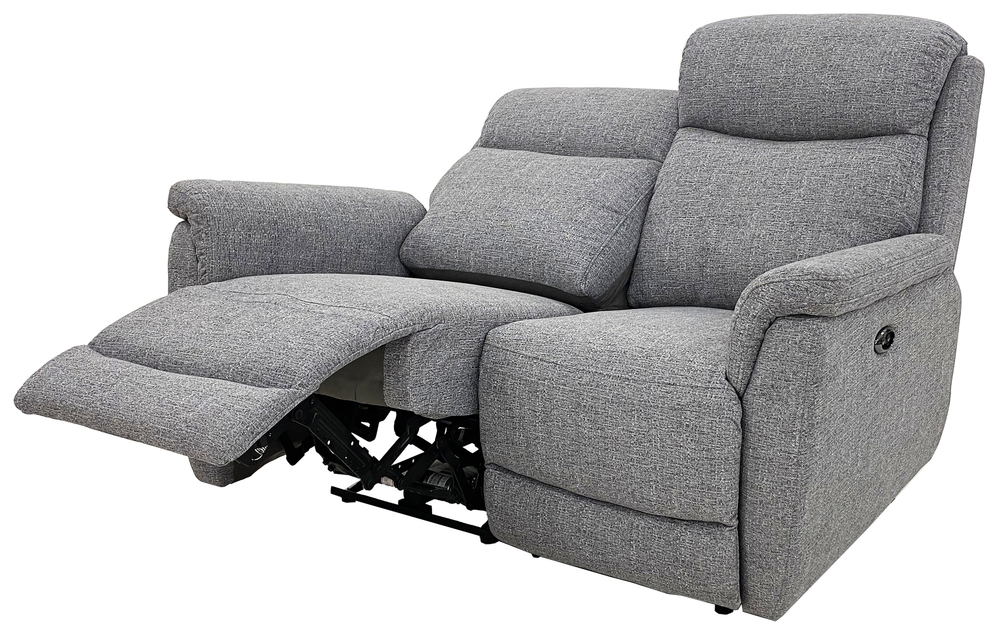 Kansas Electric Recliner 2 Seater Sofa Grey Fabric Solent Beds