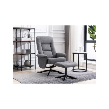Colorado Swivel Recliner with Stool in Grey
