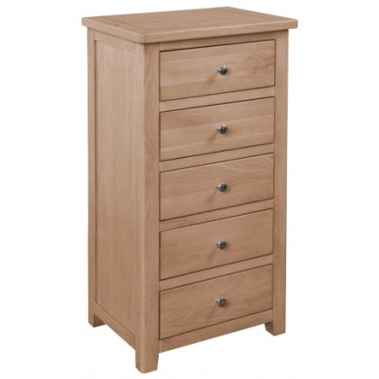 Wellow Oak 5 Drawer Narrow Chest