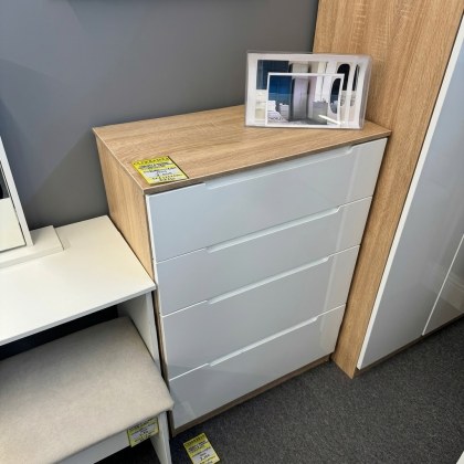 Thorley 4 Drawer Deep Chest in Bardolino with White Gloss Drawers (ex display) SOLD AS SEEN Thorley 4 Drawer Deep Chest in Bardolino with White Gloss Drawers (ex display) SOLD AS SEEN