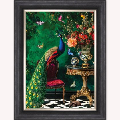 Curiosity Peacock at the Stately Home Framed Wall Art