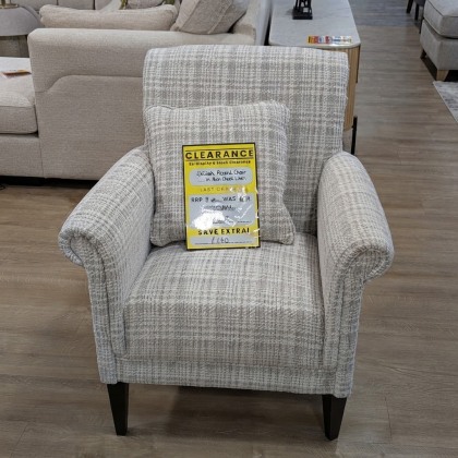 Delilah Accent Chair In Avon Check Linen Feet Walnut - ex display (SOLD AS SEEN)