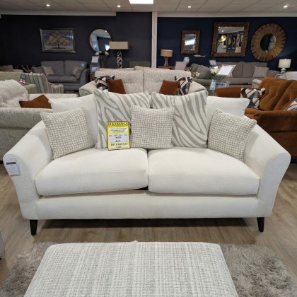 Mable 3 Seater Pillow Back Sofa In Rory Milk and Zena Swirl Cream - ex display (SOLD AS SEEN) Mable 3 Seater Pillow Back Sofa In Rory Milk and Zena Swirl Cream - ex display (SOLD AS SEEN)