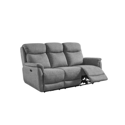 Kansas Electric Recliner 3 Seater Sofa - Grey Fabric