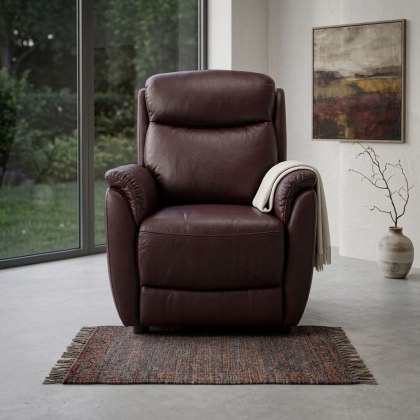 Kansas Leather Electric Recliner Chair - Chestnut