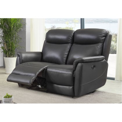 Kansas Leather 2 Seater Electric Recliner Sofa - Grey Kansas Leather 2 Seater Electric Recliner Sofa - Grey
