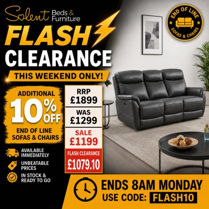Kansas Leather 3 Seater Electric Recliner Sofa - Chestnut or Grey Kansas Leather 3 Seater Electric Recliner Sofa - Chestnut or Grey