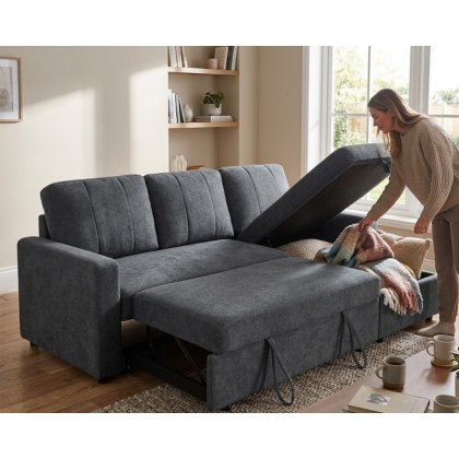 Nico Universal Corner Sofabed with Storage in Charcoal Nico Universal Corner Sofabed with Storage in Charcoal