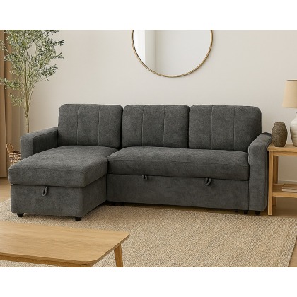 Nico Universal Corner Sofabed with Storage in Charcoal Nico Universal Corner Sofabed with Storage in Charcoal