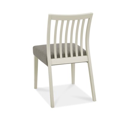 Barton Grey Low Back Slatted Chair - Titanium Fabric Seat Pad (Single)