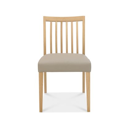 Barton Oak Low Back Slatted Chair - Grey Bonded Leather