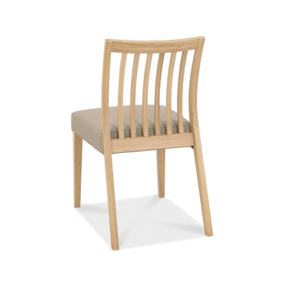 Barton Oak Low Back Slatted Chair - Grey Faux Leather