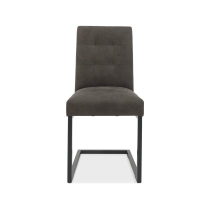 Culver Upholstered Cantilever Chair - Gun Metal/Dark Grey Fabric
