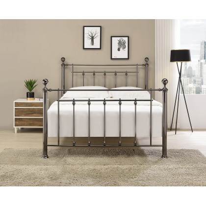 Verona Black Chrome Metal Bedframe with Dual Finals Verona Black Chrome Metal Bedframe with Dual Finals