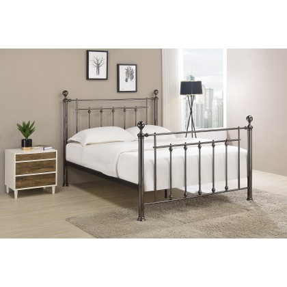 Verona Black Chrome Metal Bedframe with Dual Finals