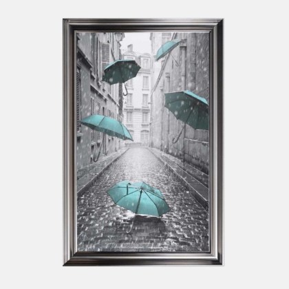 Umbrella Street Teal - Metalic Frame - 114x74cm