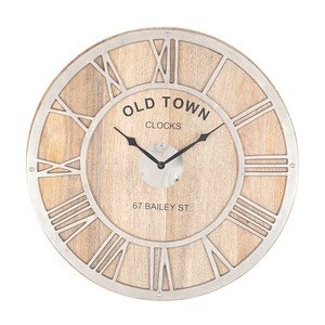 Raw Nickel & Mango Wood Round Wall Clock