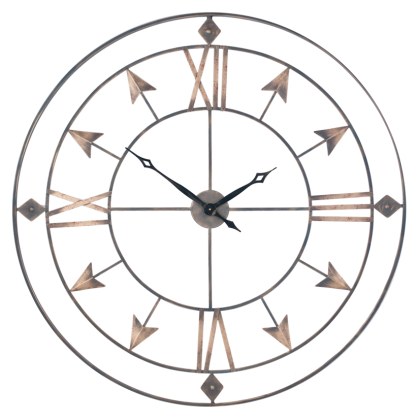Graphite and Gold Metal Round Wall Clock Large