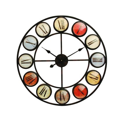 Smarty Iron Clock Roman Numerals Coloured Domed Perspex Smarty Iron Clock Roman Numerals Coloured Domed Perspex