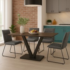 Kent 135cm Dining Table Grey Gloss