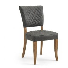 Devon Rustic Oak Upholstered Chair - Dark Grey Fabric Devon Rustic Oak Upholstered Chair - Dark Grey Fabric