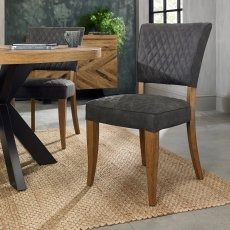 Devon Rustic Oak Upholstered Chair - Dark Grey Fabric Devon Rustic Oak Upholstered Chair - Dark Grey Fabric