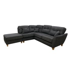 Adelaide Armless Corner Chaise & Footstool in Lisbon Charcoal with Oak Feet Adelaide Armless Corner Chaise & Footstool in Lisbon Charcoal with Oak Feet