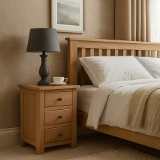 Wellow Oak 3 Drawer Bedside