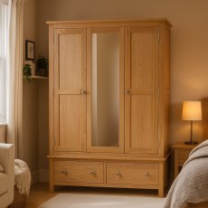 Wellow Oak Triple Wardrobe