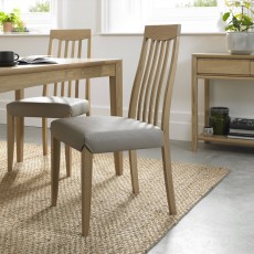 Barton Oak Slat Back Chair - Grey Bonded Leather Barton Oak Slat Back Chair - Grey Bonded Leather