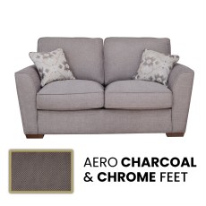 Angelina 2 Seater Sofa Standard Back In Aero Charcoal with Chrome Feet - Special Deal