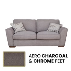 Angelina 3 Seater Sofa Standard Back In Aero Charcoal with Chrome Feet - Special Deal