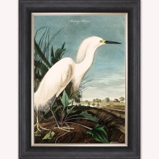 Snowy Heron Luxury Velvet Framed Wall Art