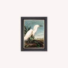 Snowy Heron Luxury Velvet Framed Wall Art