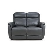Kansas Leather 2 Seater Electric Recliner Sofa - Grey