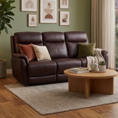 Kansas Leather 3 Seater Electric Recliner Sofa - Chestnut or Grey Kansas Leather 3 Seater Electric Recliner Sofa - Chestnut or Grey