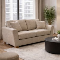 Angelina Special 2 Seater Sofa in Polly Mocha with Oak Feet