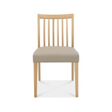 Barton Oak Low Back Slatted Chair - Grey Bonded Leather
