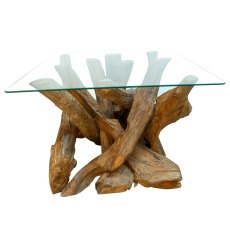 Square Coffee Table with Glass Top