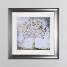 Copper Coin Tree - Silver Frame - 55x55cm