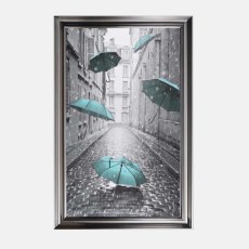 Umbrella Street Teal - Metalic Frame - 114x74cm