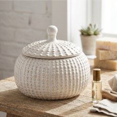 Large White Jar with Lid