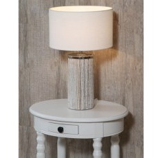 White Wood Column Lamp