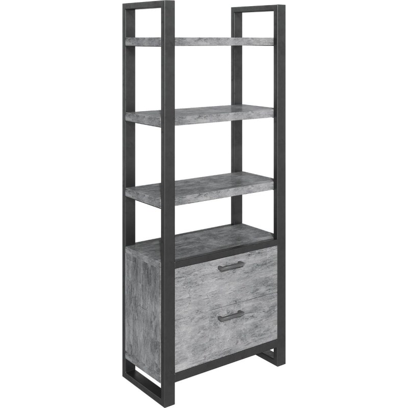 Fishbourne Bookcase with Drawers - Stone Effect Fishbourne Bookcase with Drawers - Stone Effect