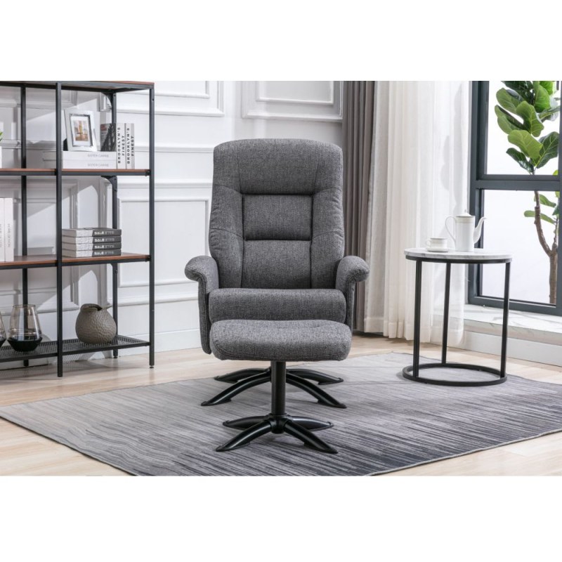 Colorado Swivel Recliner with Stool in Grey Colorado Swivel Recliner with Stool in Grey