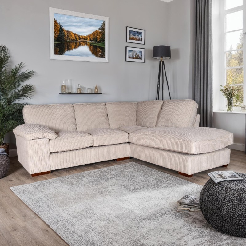 Loxton Right Hand Facing Corner Chaise in Corduroy Stone with Sweetie Natural Scatters - Special (WH Loxton Right Hand Facing Corner Chaise in Corduroy Stone with Sweetie Natural Scatters - Special (WH