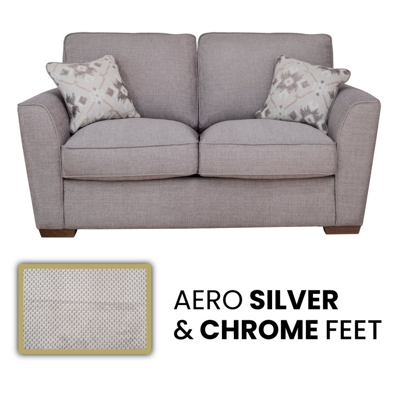 Angelina 2 Seater Sofabed In Aero Silver with Chrome Feet - Special Deal Angelina 2 Seater Sofabed In Aero Silver with Chrome Feet - Special Deal
