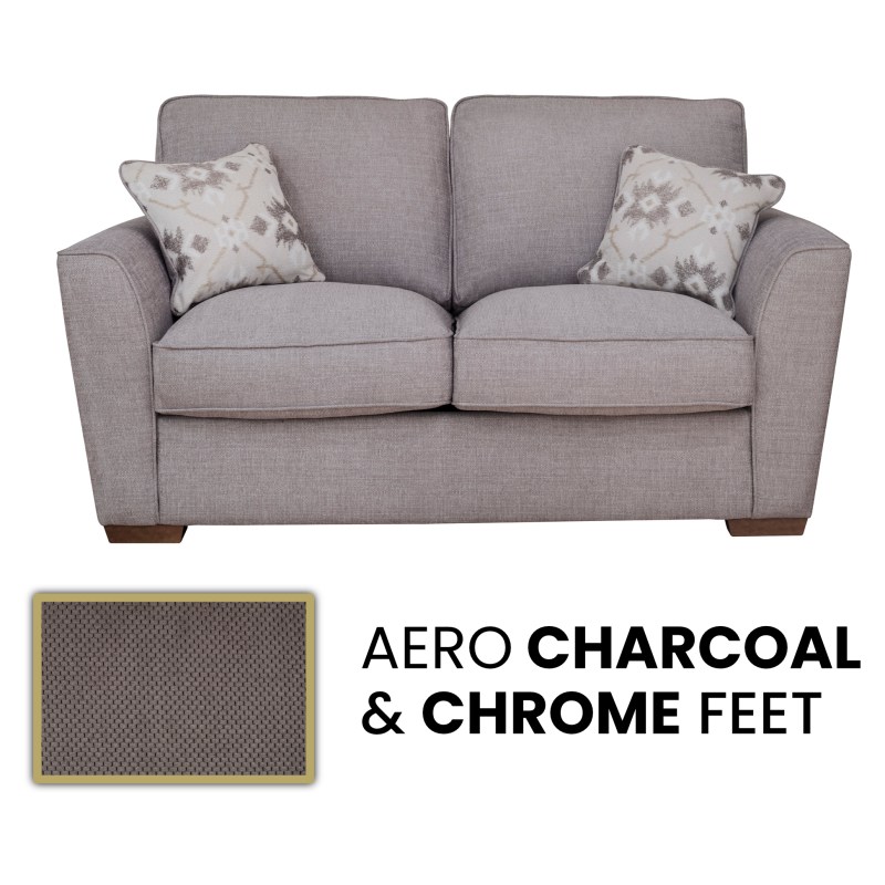 Angelina 2 Seater Sofa Standard Back In Aero Charcoal with Chrome Feet - Special Deal Angelina 2 Seater Sofa Standard Back In Aero Charcoal with Chrome Feet - Special Deal